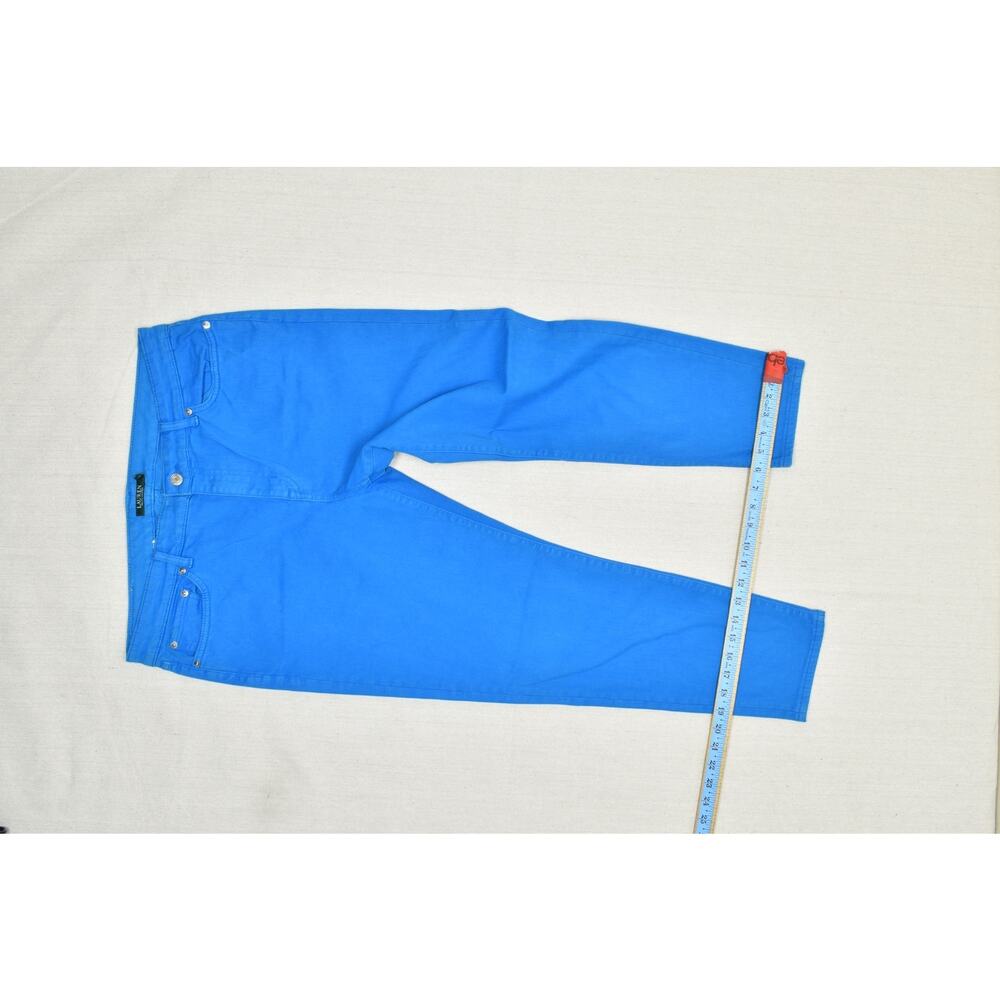 Lauren Ralph Lauren Premier Skinny Cropped Blue Pants Women's Size 16 Cotton Ble - Picture 2 of 11